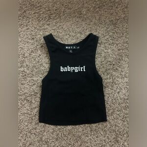 MOTEL babygirl black tank top, size XXS